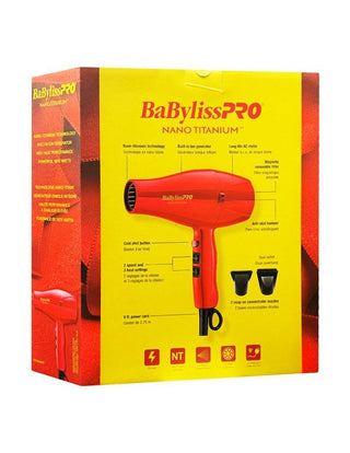 BaByliss PRO Nano Titanium Ionic Hairdryer Red