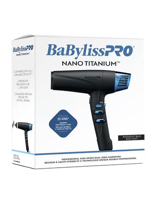 BaByliss PRO Nano Titanium Dual Ionic High-Speed Hairdryer Midnight Blue